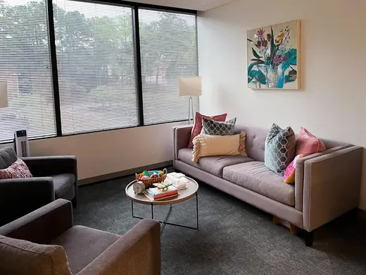 Cozy therapy room with natural light at The Berman Center, intensive outpatient program in Atlanta.