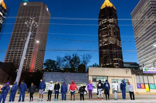 Participants in a community run near Covenant Community Inc, a sober living home in Atlanta.
